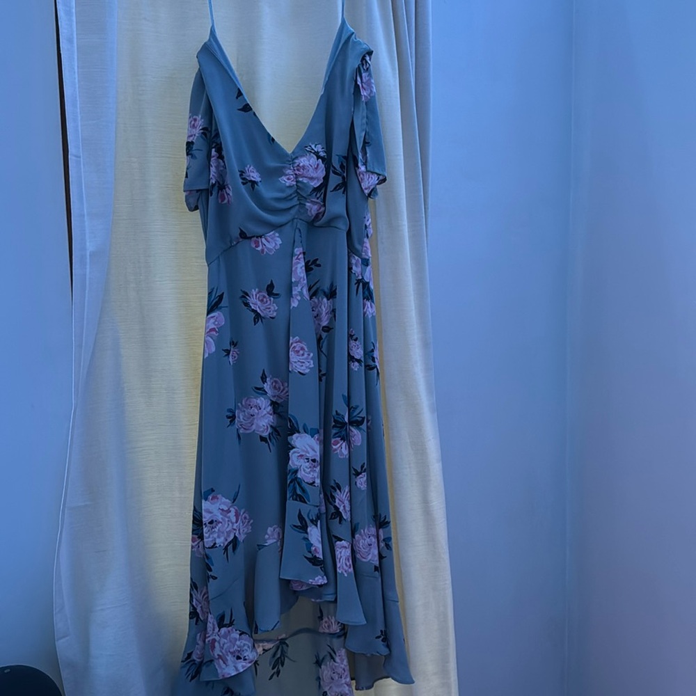 Blue floral print dress